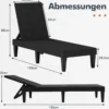 Rattan Sonnenliege mit Verstellbarer Rückenlehne bis 150 kg Belastbar Wetterfeste Gartenliege
