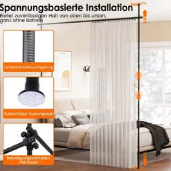 Raumteiler Paraventgestell Gardinenstange ohne Bohren 120–314 cm (H) 73–183 cm (B) Schwarz