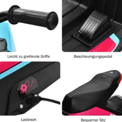3-rädriger Kids Motorroller mit Lichtern Elektromotorrad 80,5 x 41 x 51,5 cm Rosa + Schwarz + Blau