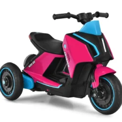 3-rädriger Kids Motorroller mit Lichtern Elektromotorrad 80,5 x 41 x 51,5 cm Rosa + Schwarz + Blau