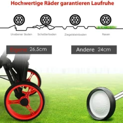 3-rädriges Golfkart verstellbares leichtes Golfkart 129,5 x 75 x 101,5-119,5 cm Rot + Schwarz