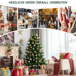 Realistischer Künstlicher Weihnachtsbaum mit 1808 PE & PVC Zweigen und Metallständer 180 cm