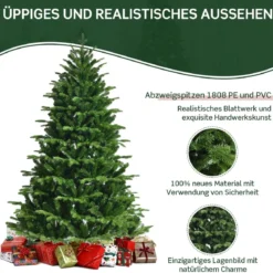 Realistischer Künstlicher Weihnachtsbaum mit 1808 PE & PVC Zweigen und Metallständer 180 cm