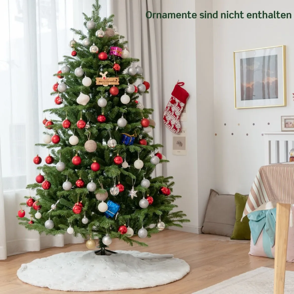 Realistischer Künstlicher Weihnachtsbaum mit 1808 PE & PVC Zweigen und Metallständer 180 cm