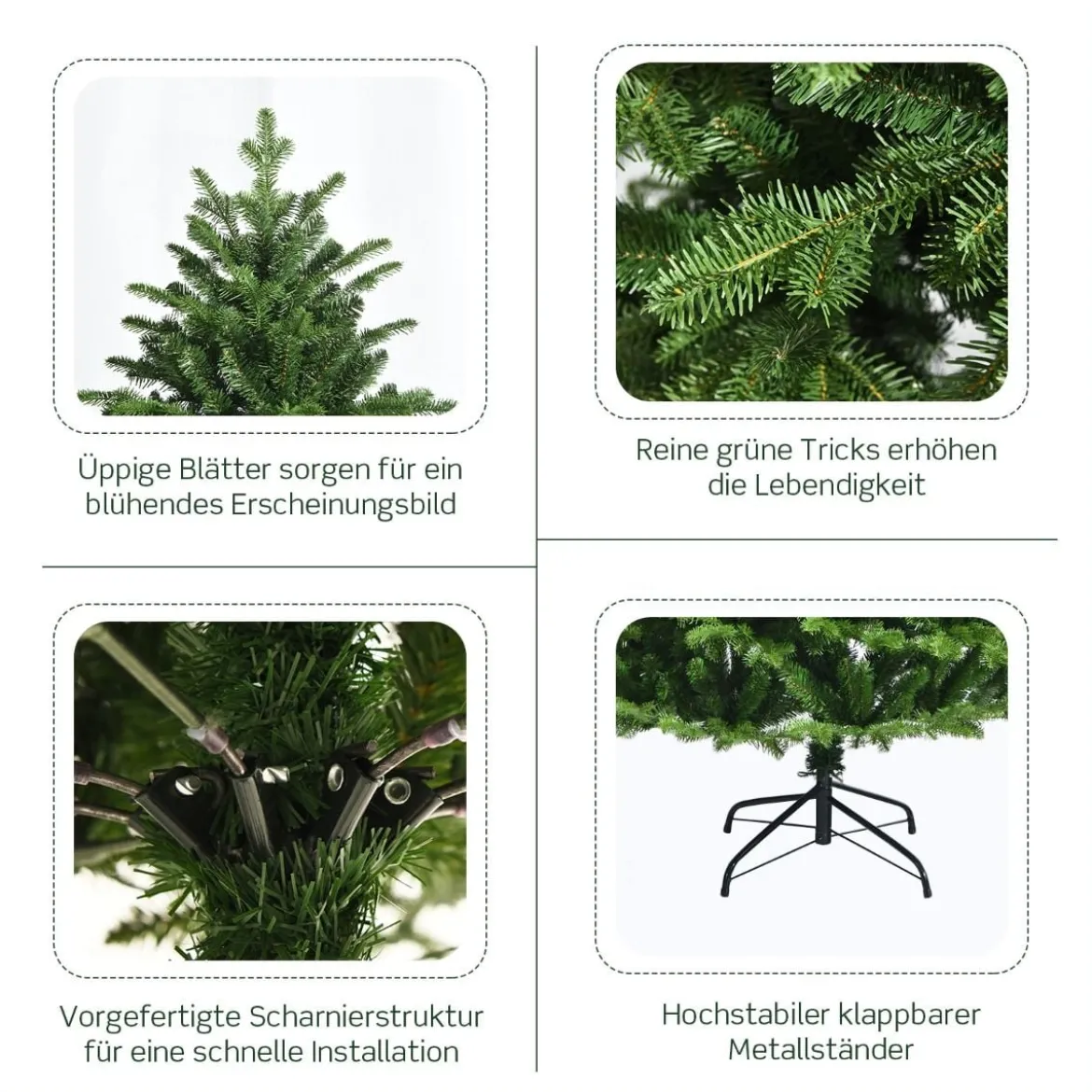 Realistischer Künstlicher Weihnachtsbaum mit 1808 PE & PVC Zweigen und Metallständer 180 cm