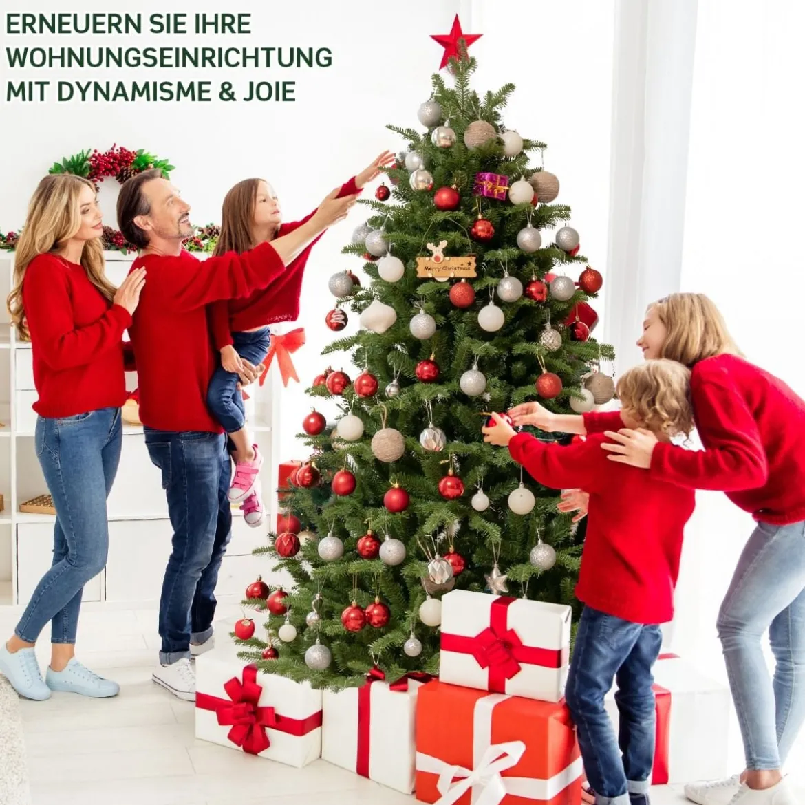 Realistischer Künstlicher Weihnachtsbaum mit 1808 PE & PVC Zweigen und Metallständer 180 cm