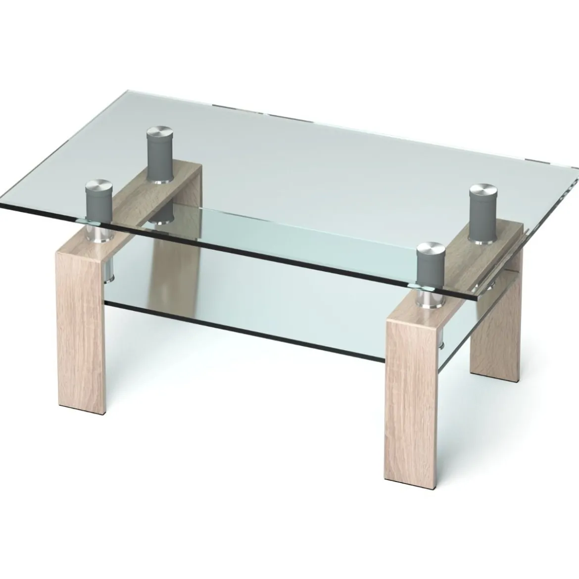 Rechteckiger Couchtisch aus Glas moderner Couchtisch Glastisch 99,5 x 59,5 x 44,5 cm Natur