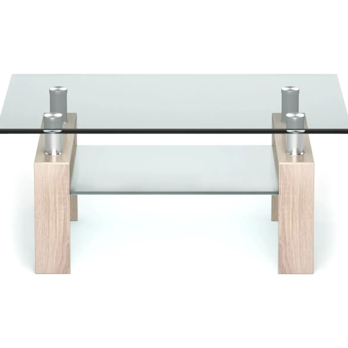 Rechteckiger Couchtisch aus Glas moderner Couchtisch Glastisch 99,5 x 59,5 x 44,5 cm Natur