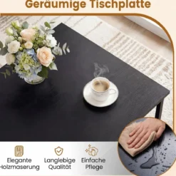 Rechteckiger Couchtisch mit 2 Ablageflächen & Robustem Metallgestell Moderner Akzenttisch Schwarz