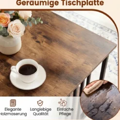 Rechteckiger Couchtisch mit 2 Ablageflächen & Robustem Metallgestell Moderner Akzenttisch Rustikal Braun