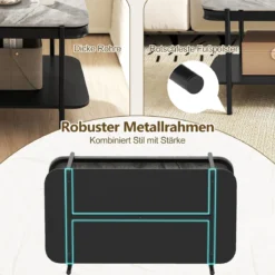 Rechteckiger Couchtisch Moderner Sofatisch Cocktailtisch Kaffeetisch Akzenttisch Grau
