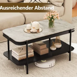 Rechteckiger Couchtisch Moderner Sofatisch Cocktailtisch Kaffeetisch Akzenttisch Grau