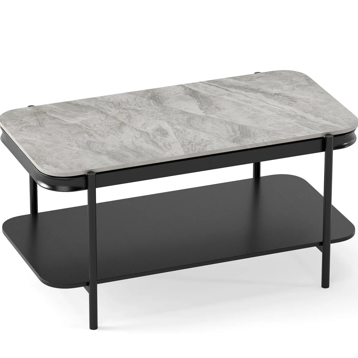 Rechteckiger Couchtisch Moderner Sofatisch Cocktailtisch Kaffeetisch Akzenttisch Grau