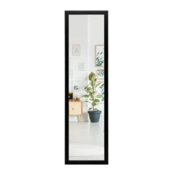 Rechteckiger Ganzkörperspiegel mit Hängehaken für Tür 33x119cm Schwarz
