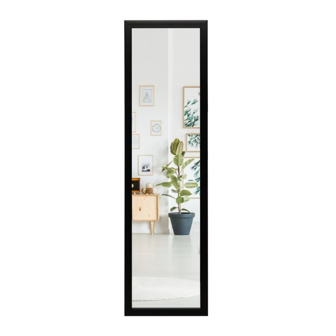 Rechteckiger Ganzkörperspiegel mit Hängehaken für Tür 33x119cm Schwarz