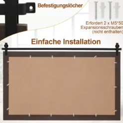 Rechteckiger Spiegel mit Holzrahmen Unbrechbarer Wandspiegel Rustikaler Hängespiegel Dunkelbraun
