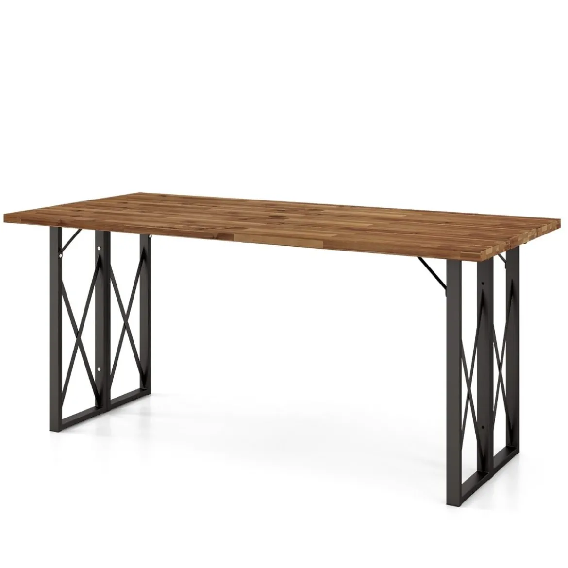 Rechteckiger Terrassentisch Robuster Esstisch aus Akazienholz 170 x 77,5 x 75 cm Braun