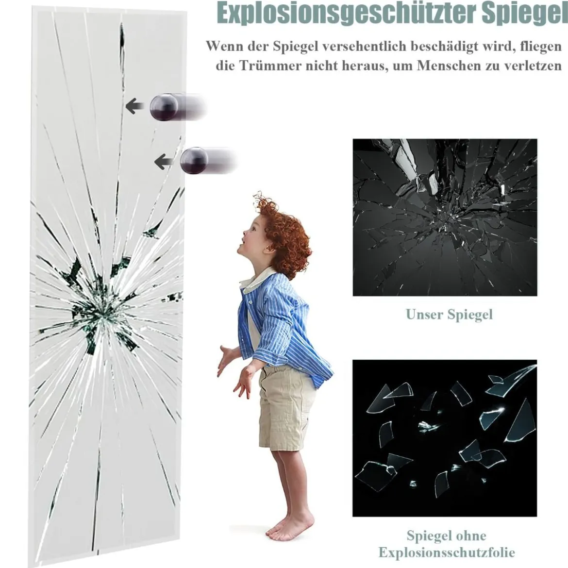 Rechteckiger Wand-/Ganzkörperspiegel in Voller Länge mit abgeschrägter Kante 110 x 38 cm
