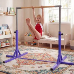 Reckstange Gymnastikstange horizontale Turnreck mit 12-facher Höhenverstellung von 85-145 cm bis 150 kg belastbar