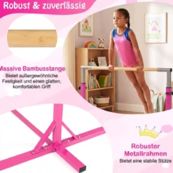 Reckstange Gymnastikstange horizontale Turnreck mit 12-facher Höhenverstellung von 85-145 cm bis 150 kg belastbar