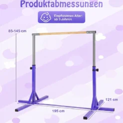 Reckstange Gymnastikstange horizontale Turnreck mit 12-facher Höhenverstellung von 85-145 cm bis 150 kg belastbar