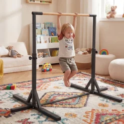 Reckstange Gymnastikstange horizontale Turnreck mit 12-facher Höhenverstellung von 85-145 cm bis 150 kg belastbar