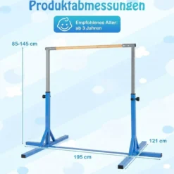 Reckstange Gymnastikstange horizontale Turnreck mit 12-facher Höhenverstellung von 85-145 cm bis 150 kg belastbar