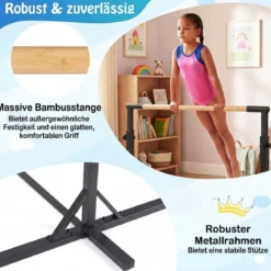 Reckstange Gymnastikstange horizontale Turnreck mit 12-facher Höhenverstellung von 85-145 cm bis 150 kg belastbar