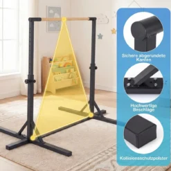 Reckstange Gymnastikstange horizontale Turnreck mit 12-facher Höhenverstellung von 85-145 cm bis 150 kg belastbar