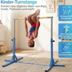 Reckstange Gymnastikstange horizontale Turnreck mit 12-facher Höhenverstellung von 85-145 cm bis 150 kg belastbar