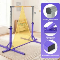 Reckstange Gymnastikstange horizontale Turnreck mit 12-facher Höhenverstellung von 85-145 cm bis 150 kg belastbar