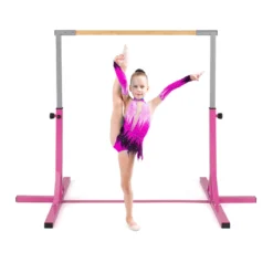 Reckstange Gymnastikstange horizontale Turnreck mit 12-facher Höhenverstellung von 85-145 cm bis 150 kg belastbar