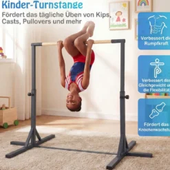 Reckstange Gymnastikstange horizontale Turnreck mit 12-facher Höhenverstellung von 85-145 cm bis 150 kg belastbar