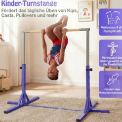 Reckstange Gymnastikstange horizontale Turnreck mit 12-facher Höhenverstellung von 85-145 cm bis 150 kg belastbar