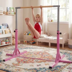 Reckstange Gymnastikstange horizontale Turnreck mit 12-facher Höhenverstellung von 85-145 cm bis 150 kg belastbar