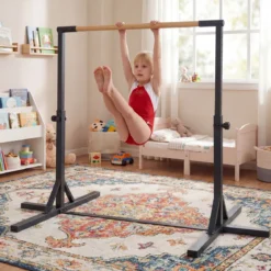 Reckstange Gymnastikstange horizontale Turnreck mit 12-facher Höhenverstellung von 85-145 cm bis 150 kg belastbar