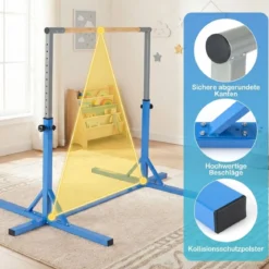 Reckstange Gymnastikstange horizontale Turnreck mit 12-facher Höhenverstellung von 85-145 cm bis 150 kg belastbar
