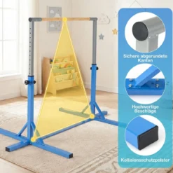 Reckstange Gymnastikstange horizontale Turnreck mit 12-facher Höhenverstellung von 85-145 cm bis 150 kg belastbar