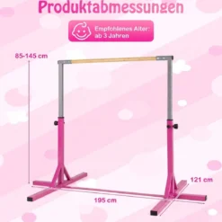 Reckstange Gymnastikstange horizontale Turnreck mit 12-facher Höhenverstellung von 85-145 cm bis 150 kg belastbar