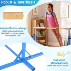 Reckstange Gymnastikstange horizontale Turnreck mit 12-facher Höhenverstellung von 85-145 cm bis 150 kg belastbar