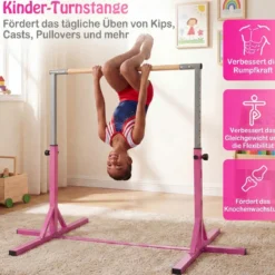 Reckstange Gymnastikstange horizontale Turnreck mit 12-facher Höhenverstellung von 85-145 cm bis 150 kg belastbar