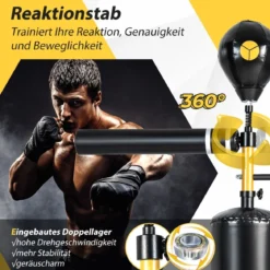 360 °Reflexstange mit 2 Speedbällen Stehend Punchingball Höhenverstellbarer Standboxsack