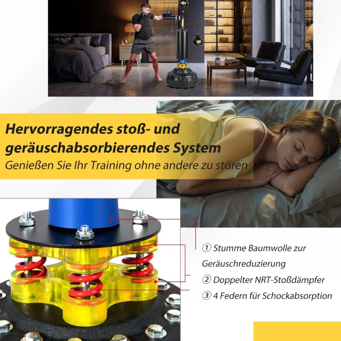360 °Reflexstange mit 2 Speedbällen Stehend Punchingball Höhenverstellbarer Standboxsack