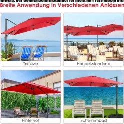 Regenschirm mit 3 Neigungseinstellungen Sonnenschirm Ampelschirm 300 x 300 x 273 cm
