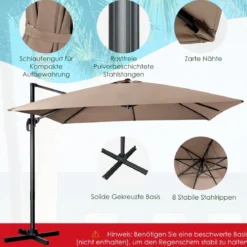 Regenschirm mit 3 Neigungseinstellungen Sonnenschirm Ampelschirm 300 x 300 x 273 cm