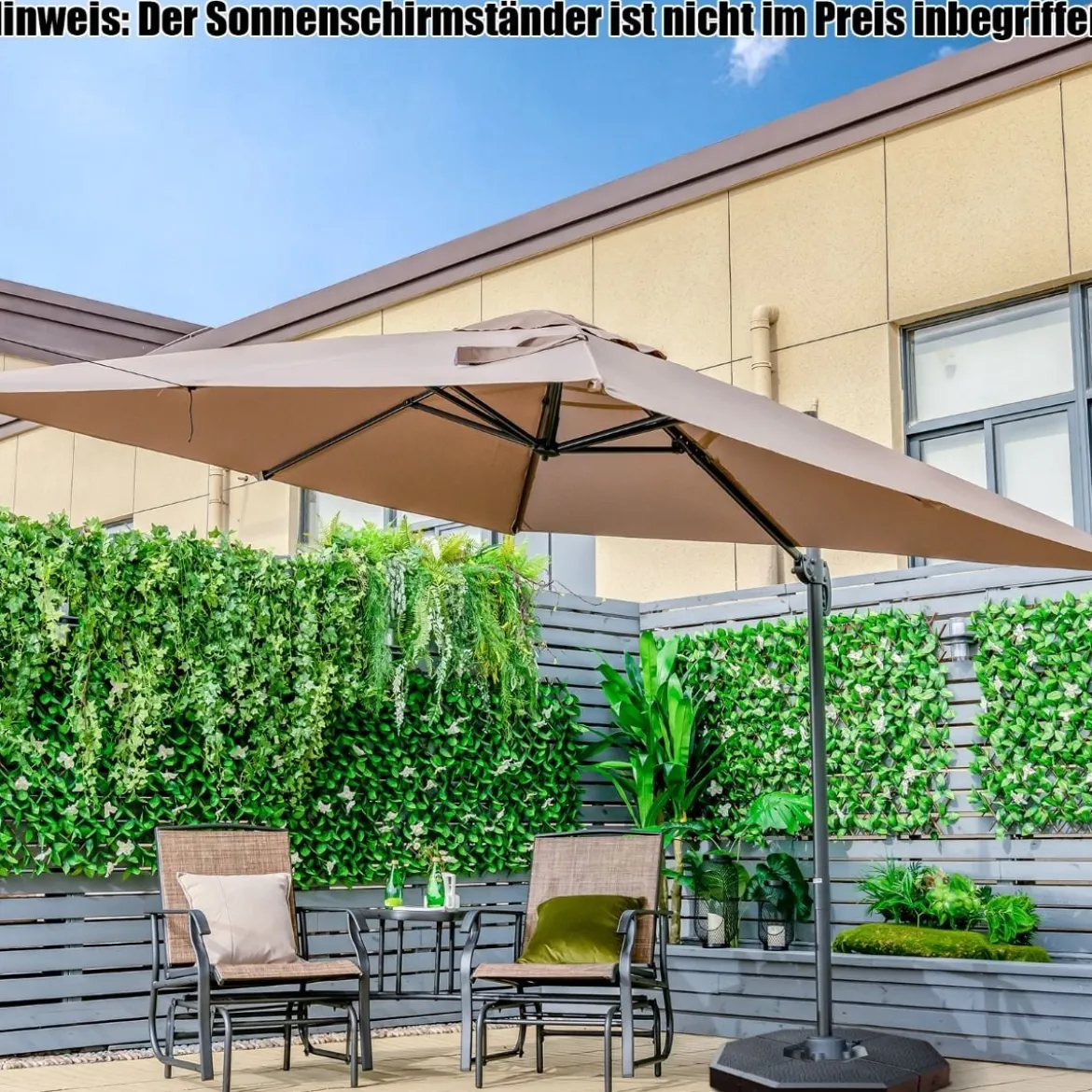 Regenschirm mit 3 Neigungseinstellungen Sonnenschirm Ampelschirm 300 x 300 x 273 cm