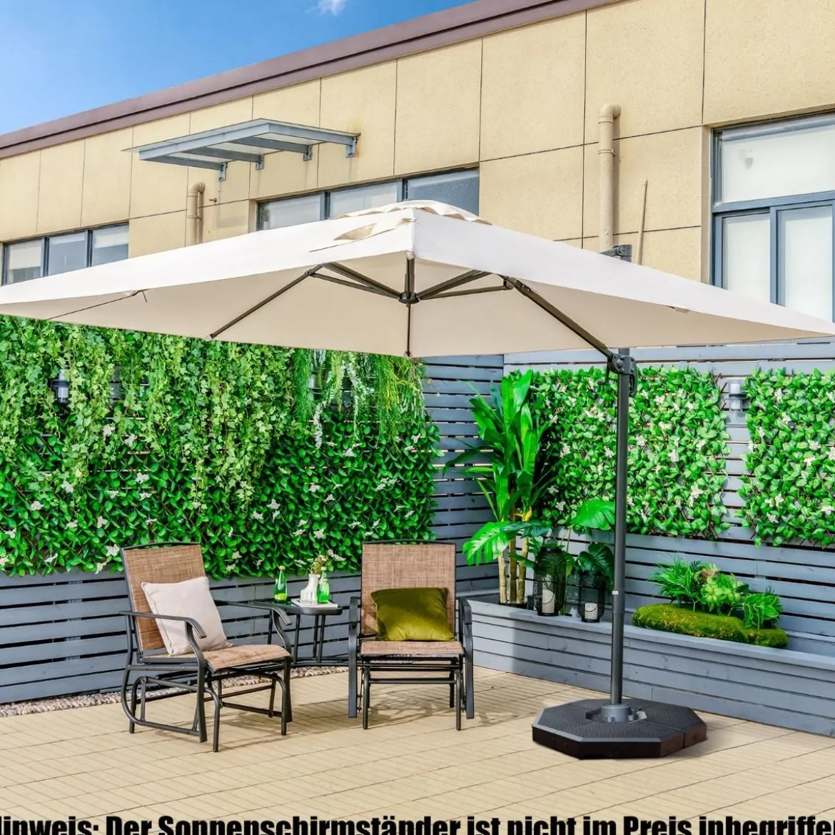 Regenschirm mit 3 Neigungseinstellungen Sonnenschirm Ampelschirm 300 x 300 x 273 cm