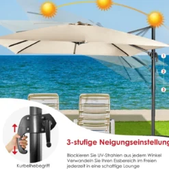 Regenschirm mit 3 Neigungseinstellungen Sonnenschirm Ampelschirm 300 x 300 x 273 cm