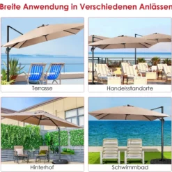 Regenschirm mit 3 Neigungseinstellungen Sonnenschirm Ampelschirm 300 x 300 x 273 cm