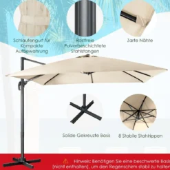 Regenschirm mit 3 Neigungseinstellungen Sonnenschirm Ampelschirm 300 x 300 x 273 cm